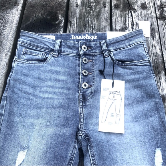 Jeanologie high waisted cropped jeans stretchy size 5 - Picture 2 of 15